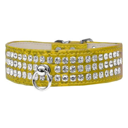 Mirage Pet Products Style No.73 Rhinestone Designer Croc Dog CollarYellow Size 10 82-22-YWC10